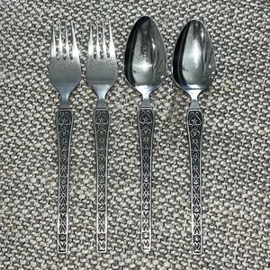 VTG Riviera CORDOVA Stainless Heart/scroll 2 Forks‎ & 2 Spoons Japan